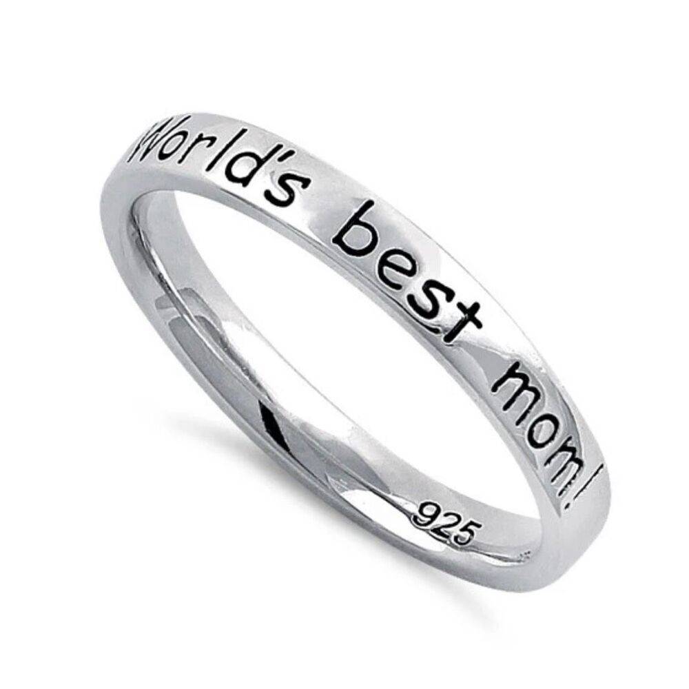 Sterling Silver "World's best mom!" Ring New